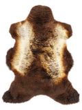 British multicolour sheepskin rug of about 105 × 65 cm, seen from above: the exact sheepskin you receive