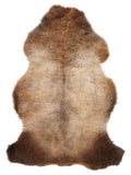 British multicolour sheepskin rug of about 110 × 65 cm, seen from above: the exact sheepskin you receive