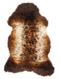 British multicolour sheepskin rug of about 110 × 60 cm, seen from above: the exact sheepskin you receive