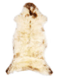 British multicolour sheepskin rug of about 115 × 50 cm, seen from above: the exact sheepskin you receive