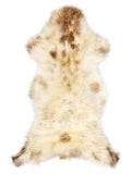 British multicolour sheepskin rug of about 120 × 50 cm, seen from above: the exact sheepskin you receive