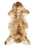 British multicolour sheepskin rug of about 120 × 55 cm, seen from above: the exact sheepskin you receive