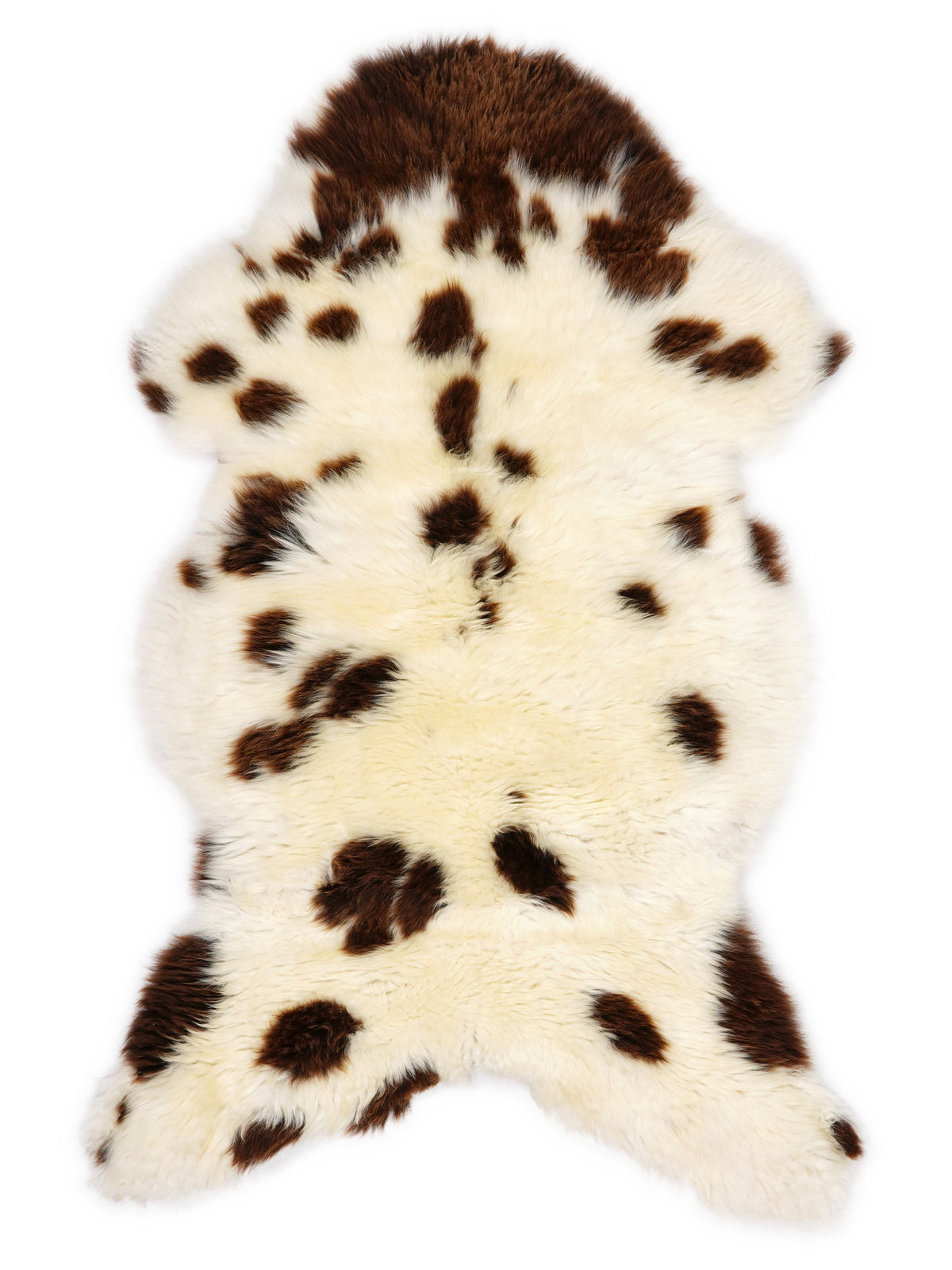 British multicolour sheepskin rug of about 120 × 60 cm, seen from above: the exact sheepskin you receive