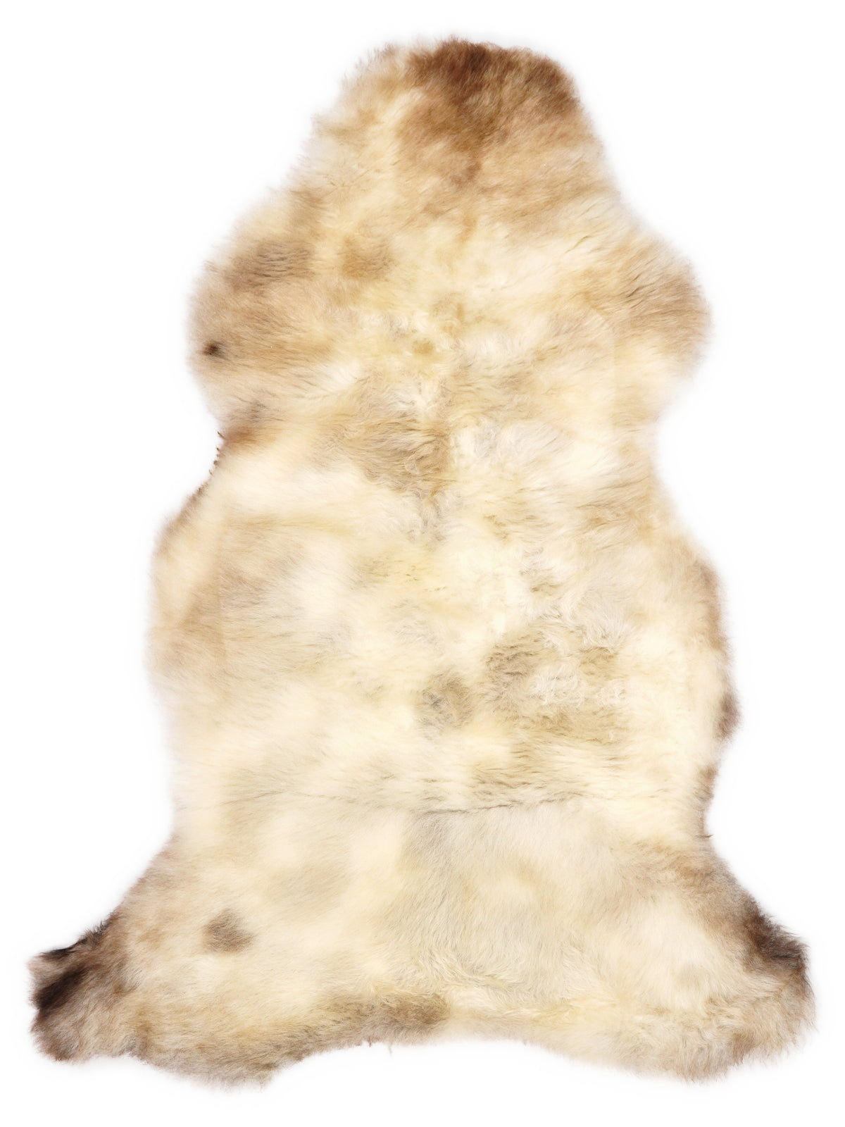 British multicolour sheepskin rug of about 105 × 60 cm, seen from above: the exact sheepskin you receive