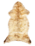 British multicolour sheepskin rug of about 120 × 55 cm, seen from above: the exact sheepskin you receive