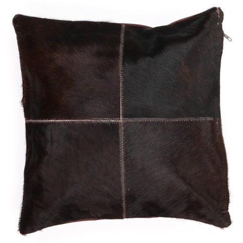 Cowhide cushion in Coffee, 40 × 40 cm