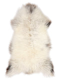 British multicolour sheepskin rug of about 130 × 60 cm, seen from above: the exact sheepskin you receive