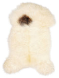British multicolour sheepskin rug of about 110 × 60 cm, seen from above: the exact sheepskin you receive