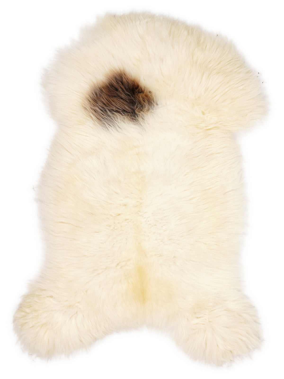 British multicolour sheepskin rug of about 110 × 60 cm, seen from above: the exact sheepskin you receive