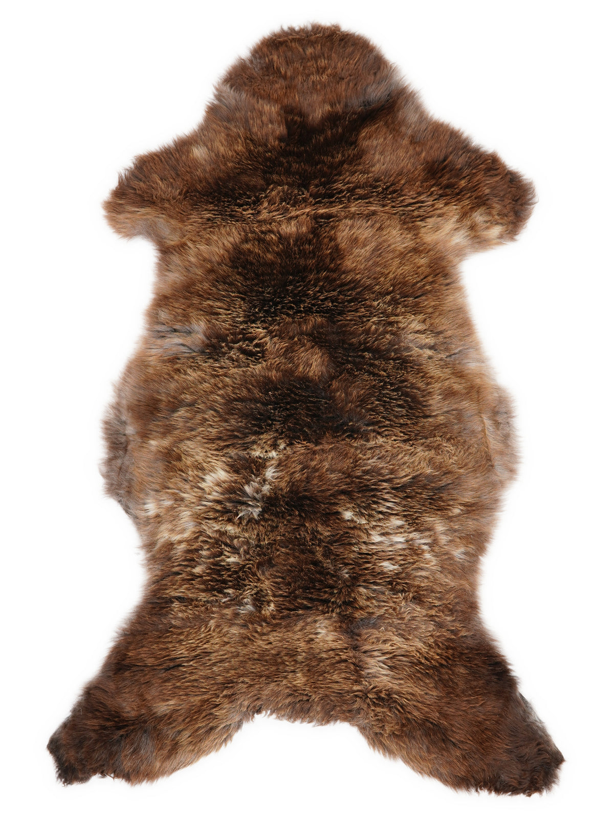 British multicolour sheepskin rug of about 120 × 60 cm, seen from above: the exact sheepskin you receive