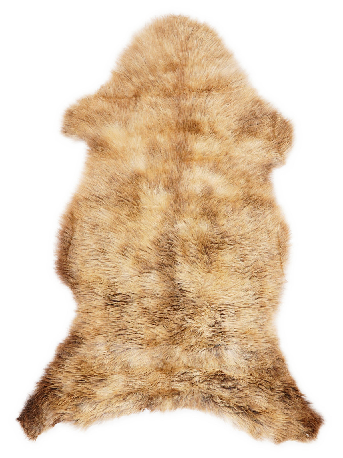 British multicolour sheepskin rug of about 115 × 60 cm, seen from above: the exact sheepskin you receive