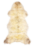 British multicolour sheepskin rug of about 130 × 60 cm, seen from above: the exact sheepskin you receive