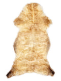 British multicolour sheepskin rug of about 120 × 60 cm, seen from above: the exact sheepskin you receive