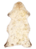 British multicolour sheepskin rug of about 130 × 65 cm, seen from above: the exact sheepskin you receive
