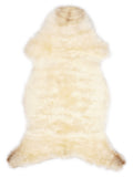 British multicolour sheepskin rug of about 115 × 60 cm, seen from above: the exact sheepskin you receive