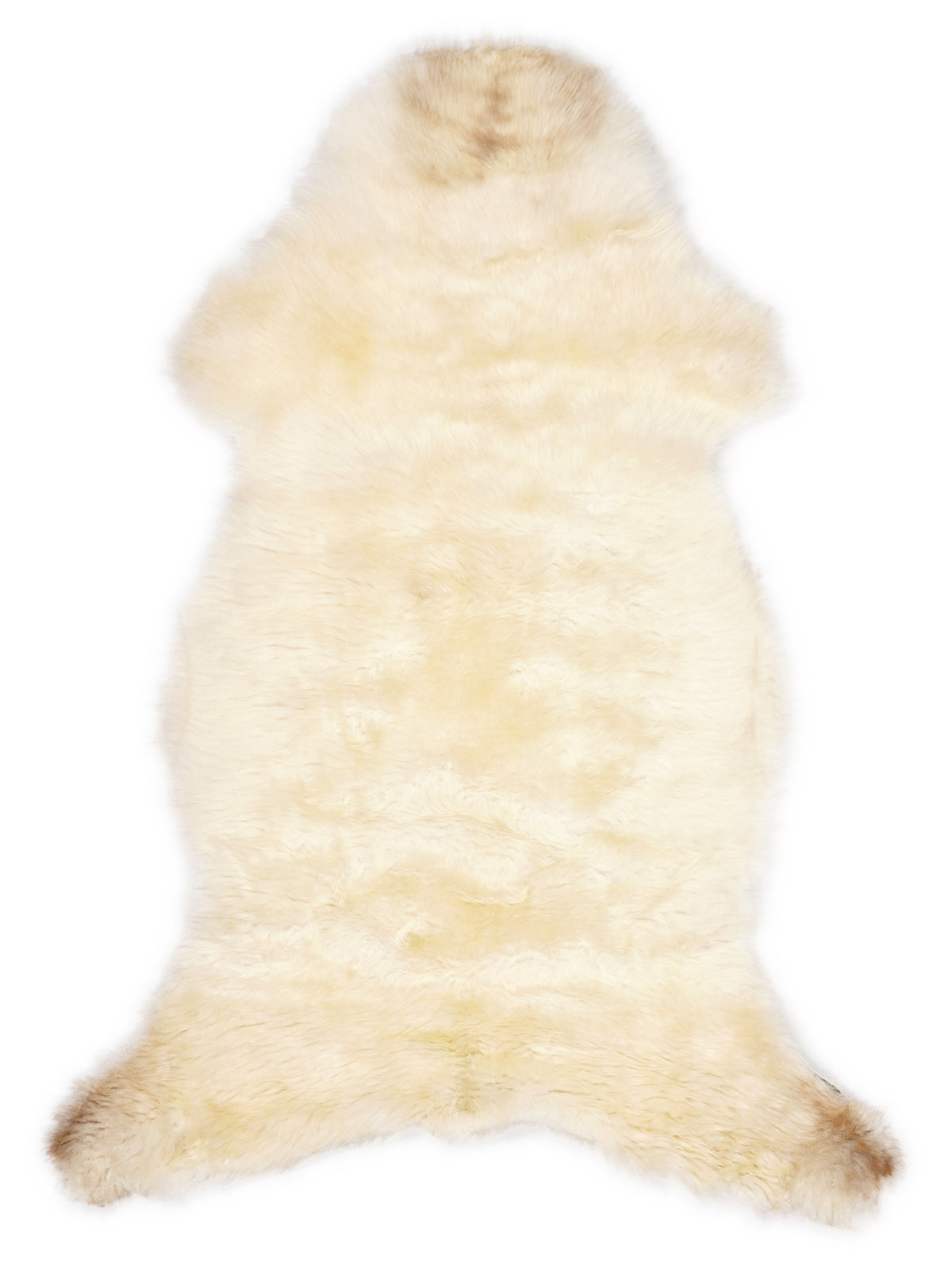 British multicolour sheepskin rug of about 115 × 60 cm, seen from above: the exact sheepskin you receive