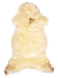 British multicolour sheepskin rug of about 120 × 60 cm, seen from above: the exact sheepskin you receive