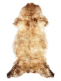 British multicolour sheepskin rug of about 120 × 55 cm, seen from above: the exact sheepskin you receive