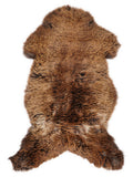 Brown sheepskin rug of about 120 × 60 cm, seen from above: the exact sheepskin you receive