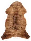 Brown sheepskin rug of about 110 × 60 cm, seen from above: the exact sheepskin you receive
