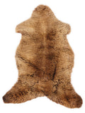 Brown sheepskin rug of about 115 × 60 cm, seen from above: the exact sheepskin you receive