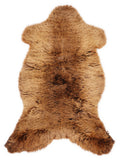 Brown sheepskin rug of about 120 × 65 cm, seen from above: the exact sheepskin you receive