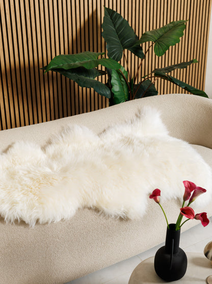 White Stitched Sheepskin Rug XXXXL