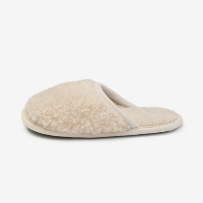 Beige merino slipper from the side