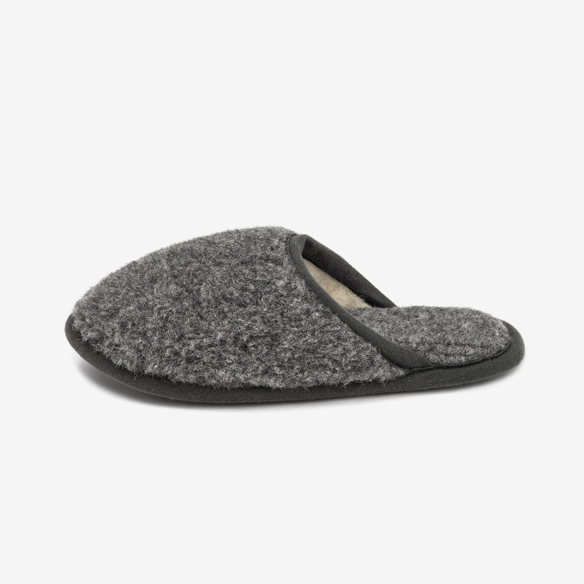 Granite merino slipper from the side