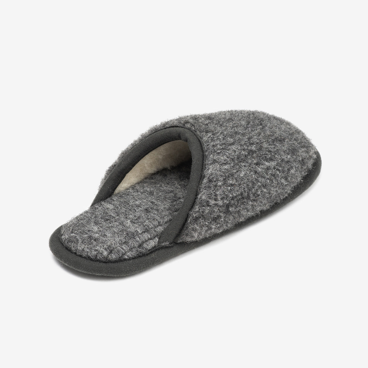 Granite merino slipper from the front