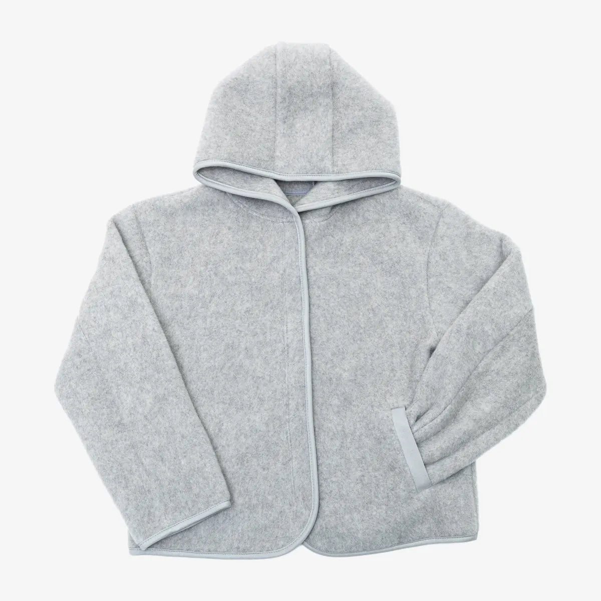 Merino jacket Laguna in grey, front, with hood