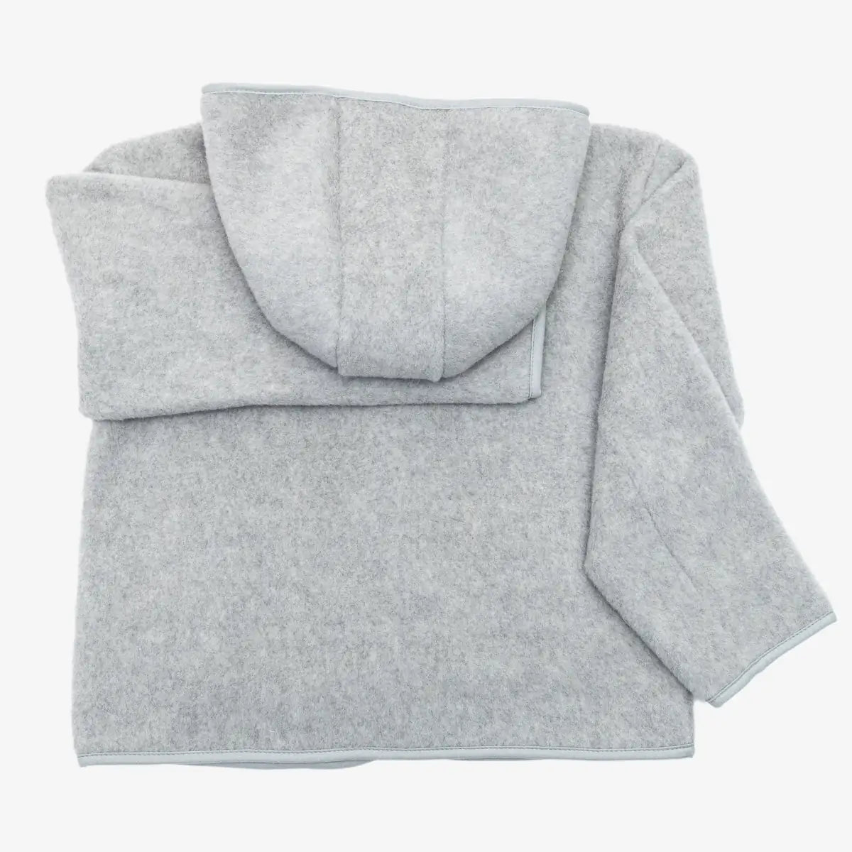 Laguna merino jacket in grey, back, with hood