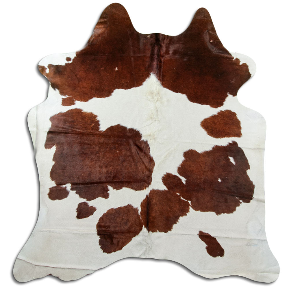 Brown & White Cowhide Rug L
