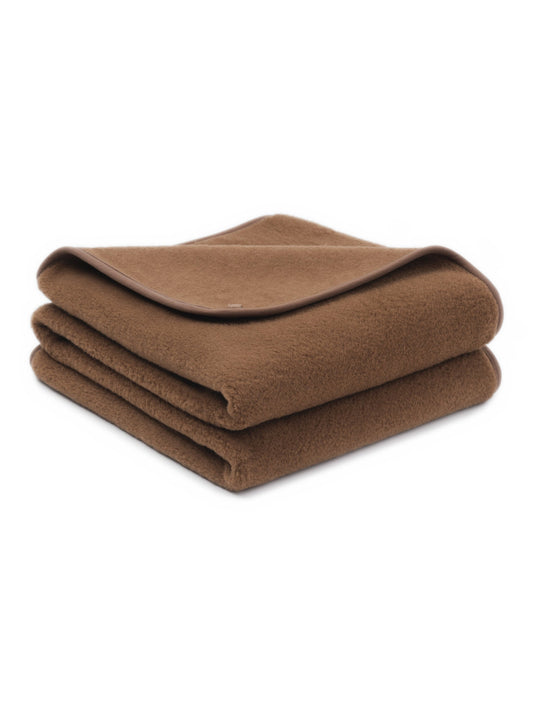 Camel and merino blanket Chocolate, 1-ply, folded