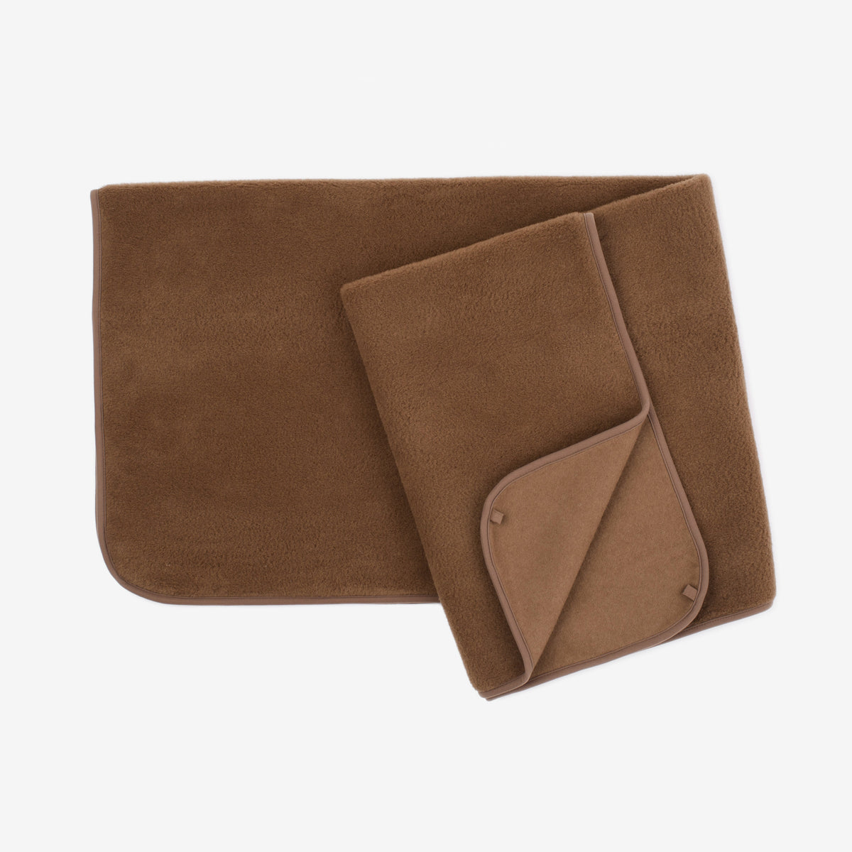 Chocolate 1-ply wool blanket folded open