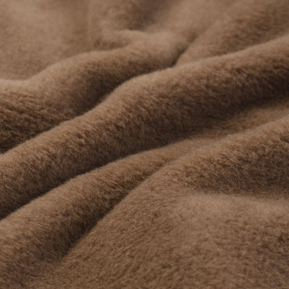 Close-up of the soft camel and merino wool