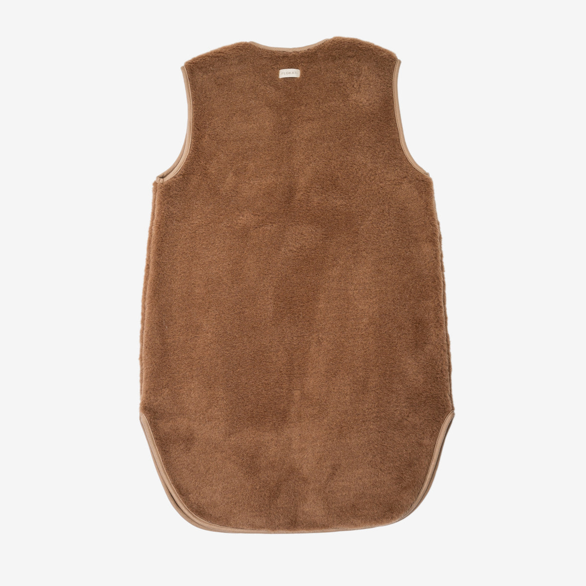 Camel and merino vest Pearl in dark brown, back