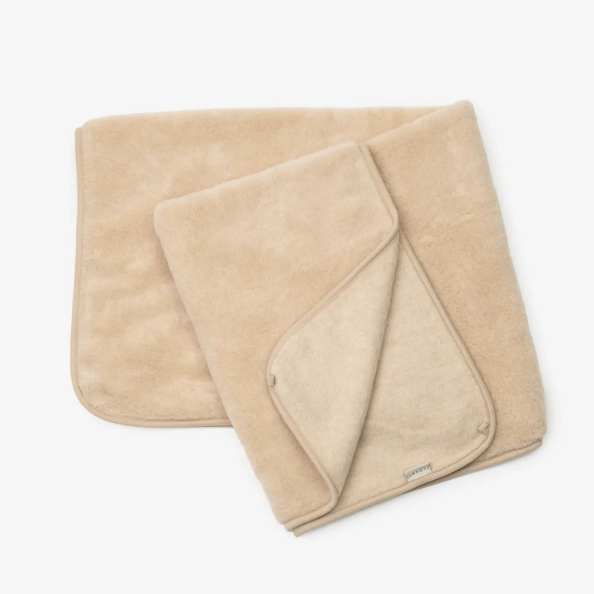 Cashmere Beige 2-ply wool blanket folded open
