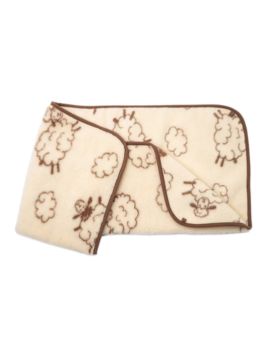 Children's merino blanket Dream with its sheep pattern, opened out