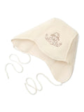 Merino baby hat Sheep in ecru, with ties and an embroidered sheep