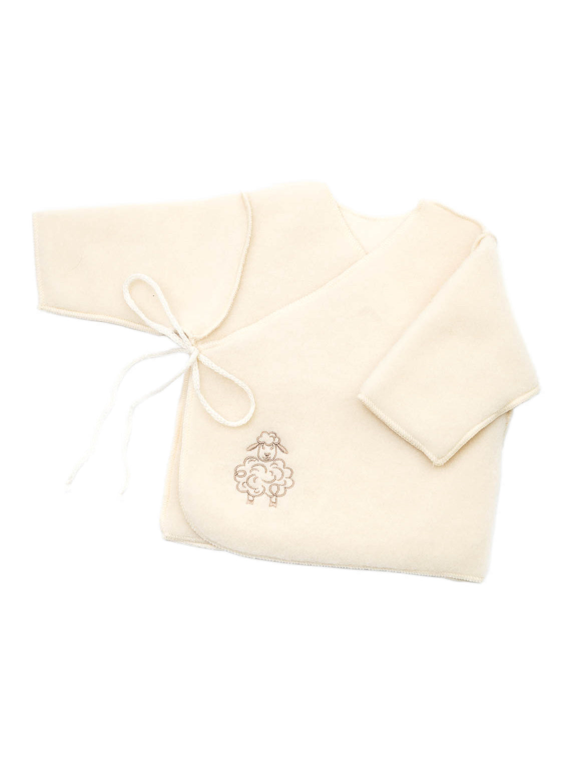 Merino baby jacket Sheep in ecru, a wrap top with ties