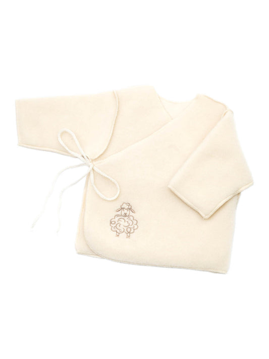 Merino baby jacket Sheep in ecru, a wrap top with ties