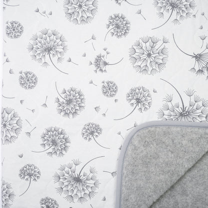 Close-up of the dandelion print on the cotton side