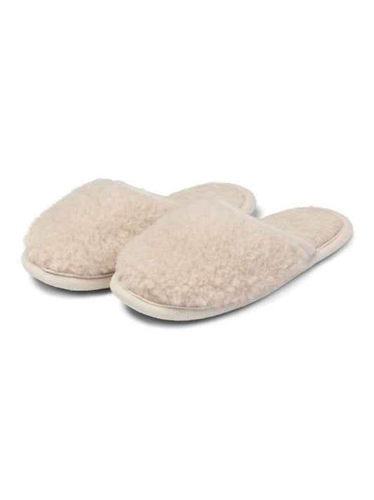 Merino slippers in beige, pair