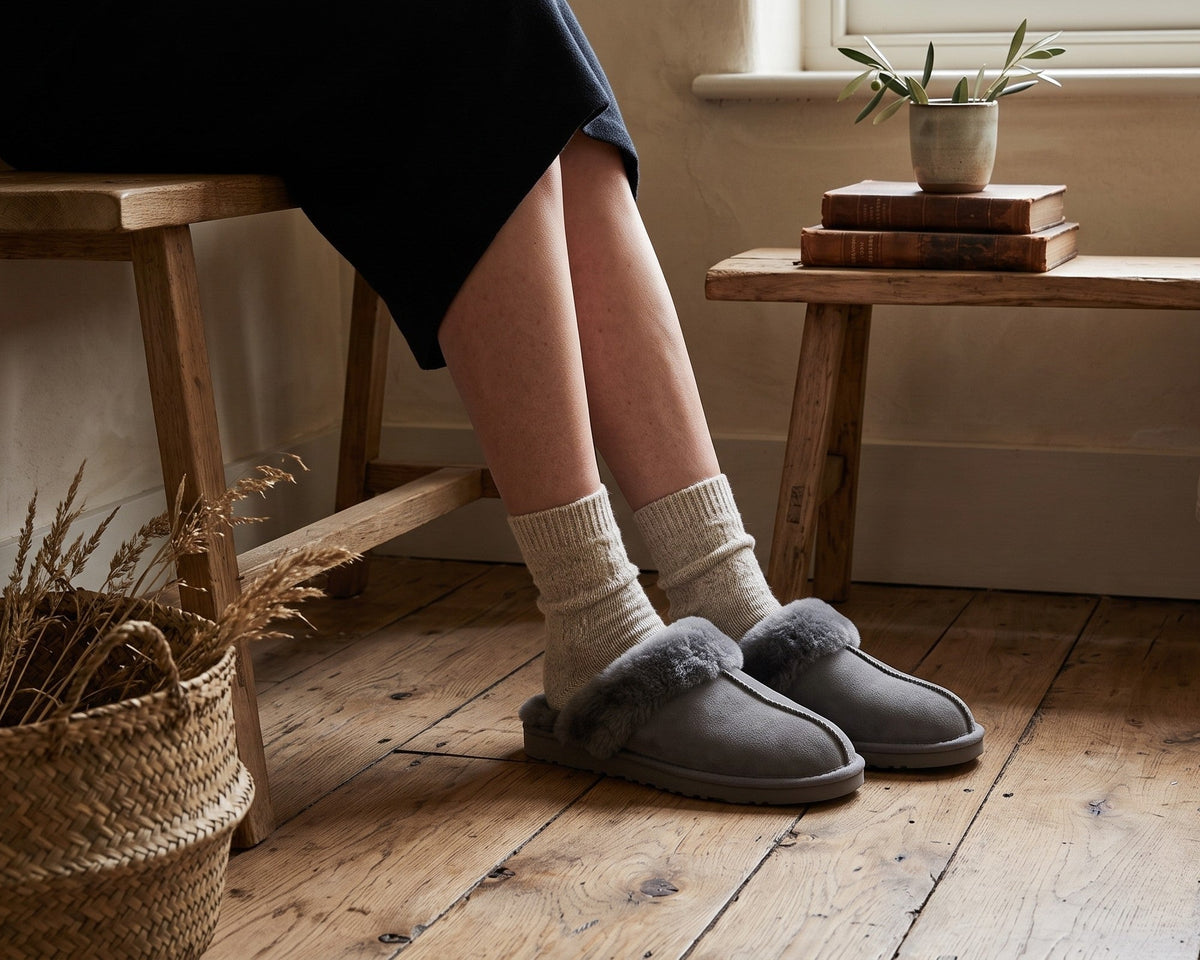 Sheepskin Slippers | Grey
