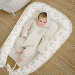 Merino Wool Baby Romper “Sheep”; Ecru