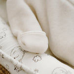 Merino Wool Baby Romper “Sheep”; Ecru