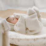 Merino Wool Baby Romper “Sheep”; Ecru