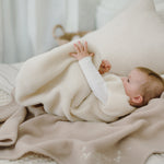 Merino Wool Baby Sleeping Bag with “Sheep” Embroidery, Ecru; 70 cm