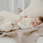 Merino Wool Baby Sleeping Bag with “Sheep” Embroidery, Ecru; 70 cm